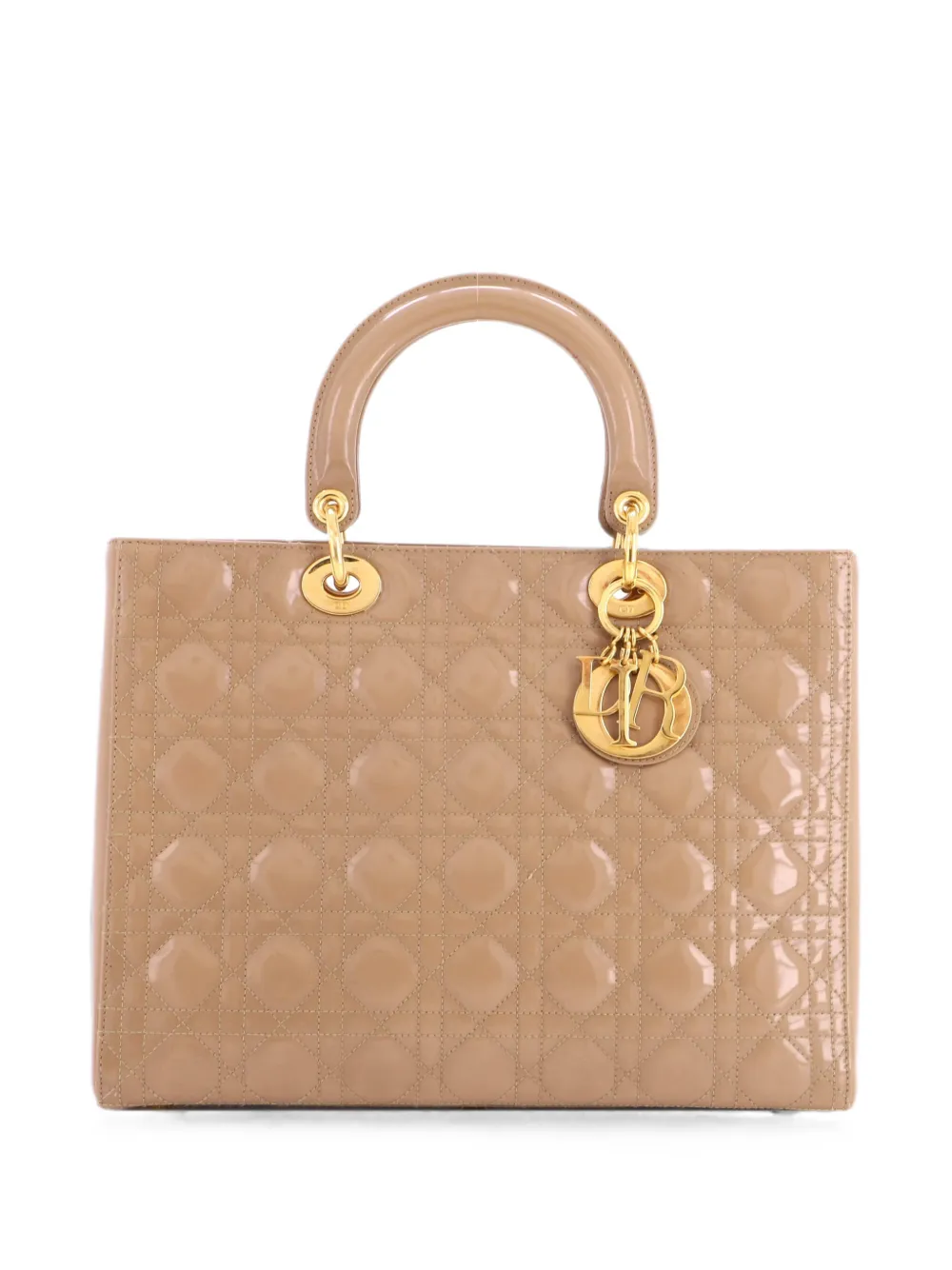 Christian Dior Pre-Owned Vintage Lady Dior Bag Cannage Quilt Patent Large satchel - Neutrals