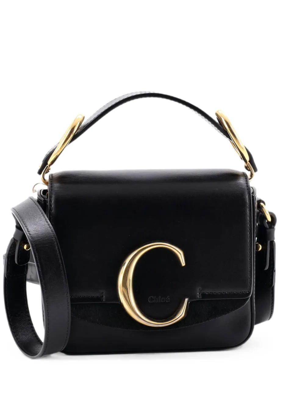 Chloé Pre-Owned C Flap Bag Leather Mini crossbody bag - Black
