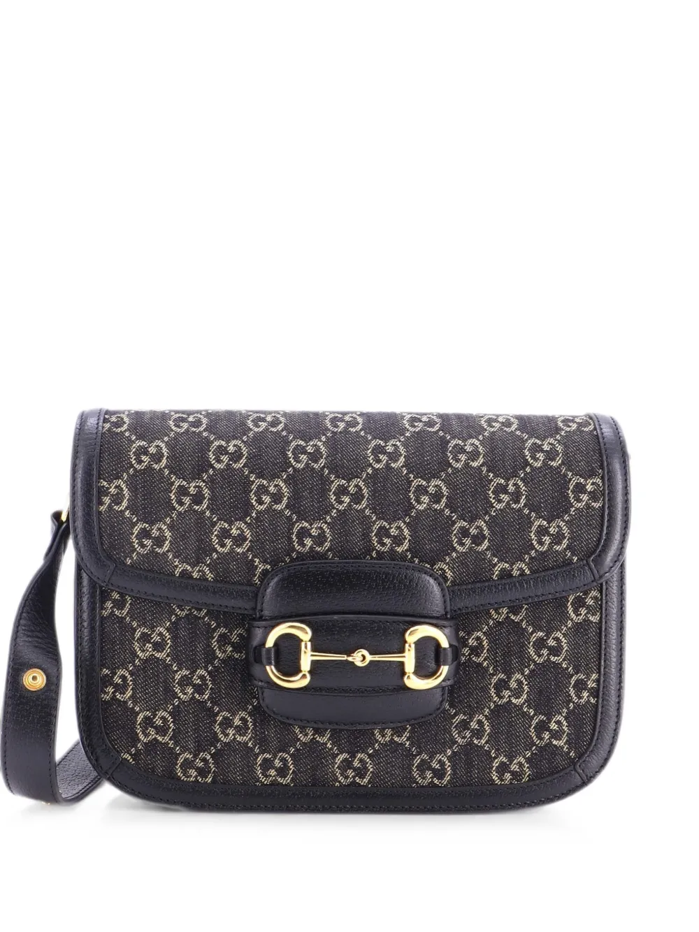 Gucci Pre-Owned Borsa a spalla Horsebit 1955 GG denim piccola 1955 - Nero