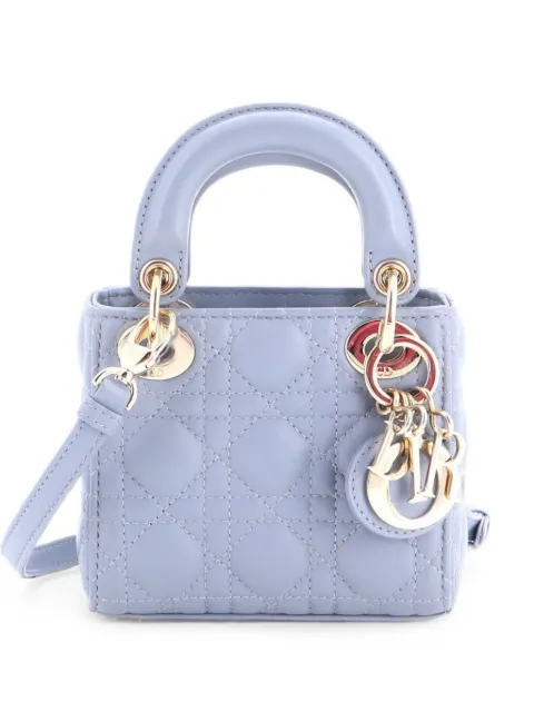 Christian Dior Pre-Owned Lady Dior Bag Cannage Quilt Lambskin Micro shoulder bag