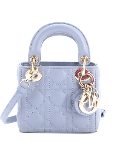 Christian Dior Pre-Owned Lady Dior Bag Cannage Quilt Lambskin Micro shoulder bag
