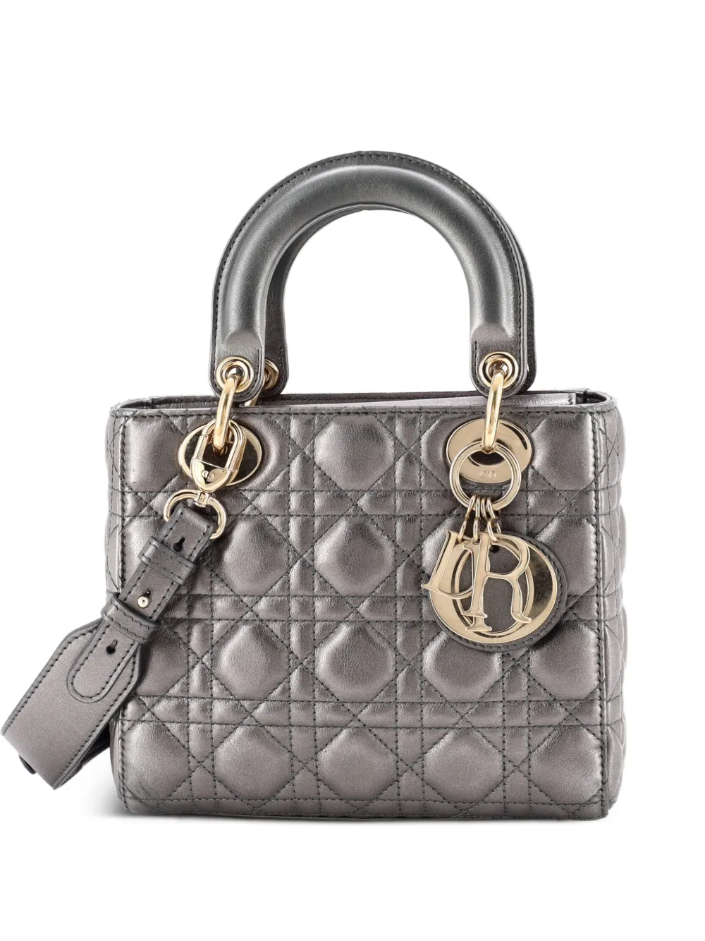 Christian Dior Pre-Owned My ABCDior Lady Dior Bag Metallic Cannage Quilt Leather shoulder bag - Silver