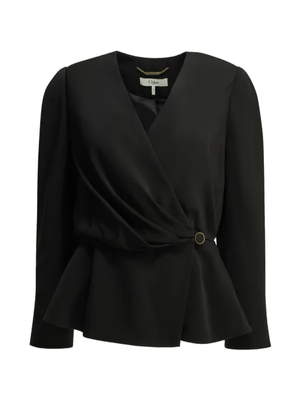 Chloé Draped Peplum Top in Black