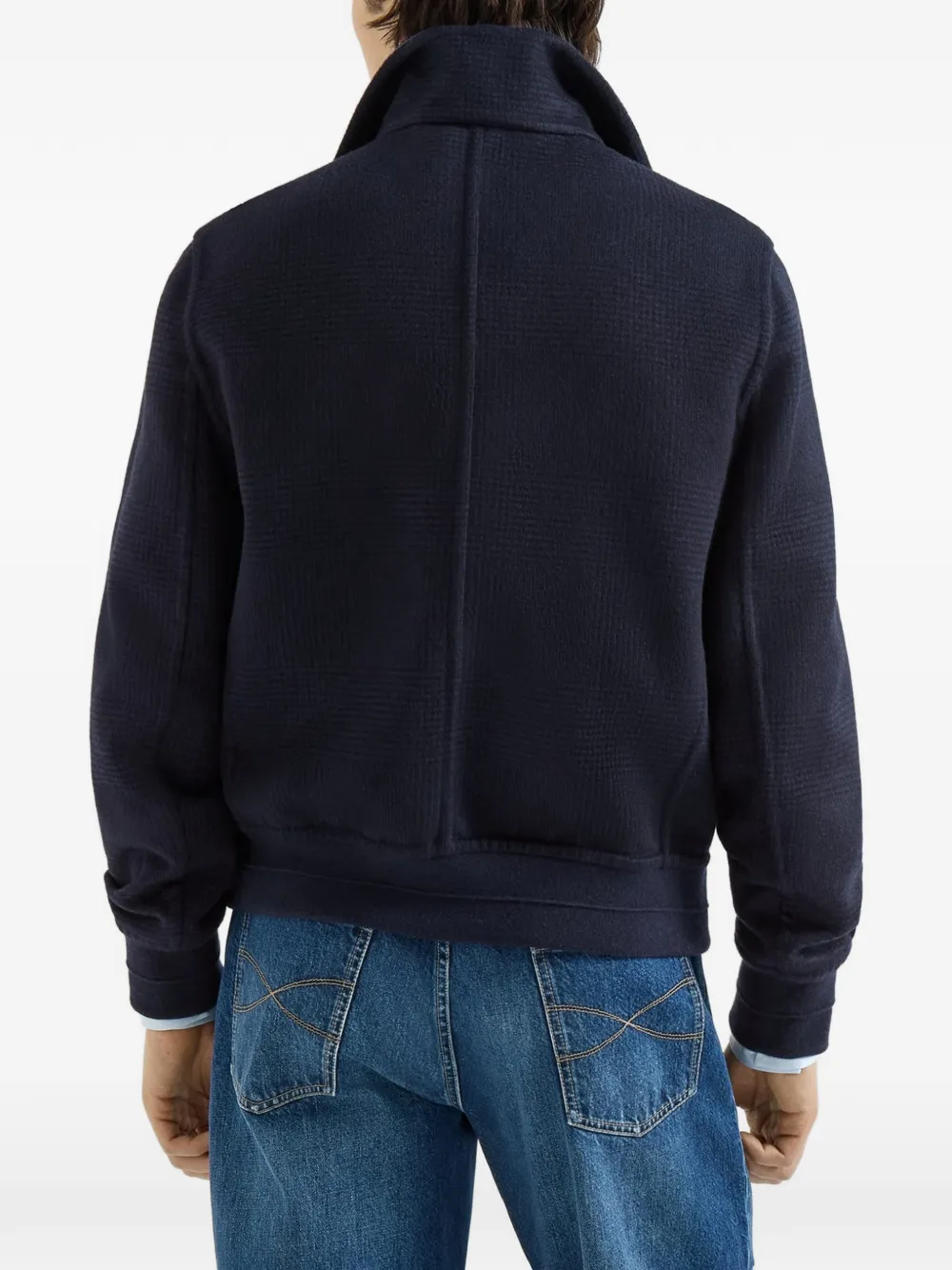 Brunello Cucinelli Prince of Wales flanellen bomberjack Blauw