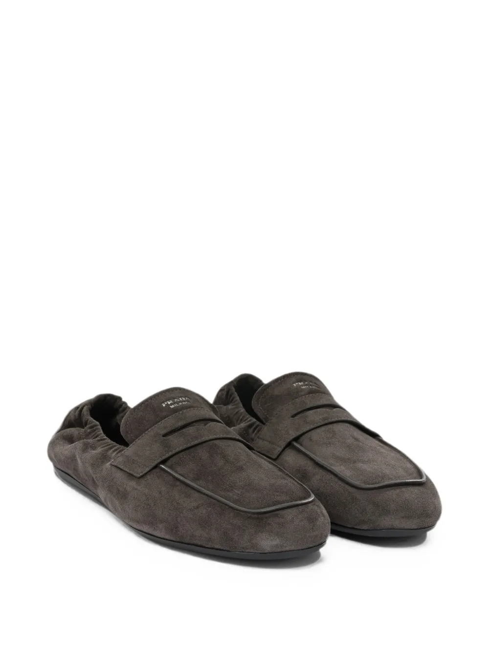 Prada suede slip-on loafers Grijs