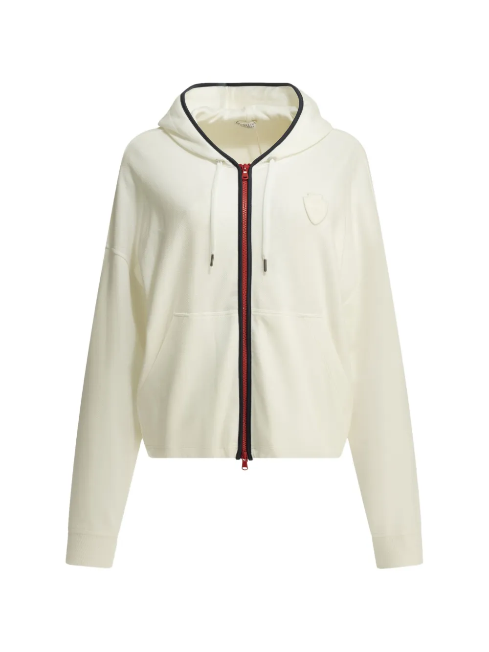 Brunello Cucinelli logo-patch zip-up hoodie - Weiß