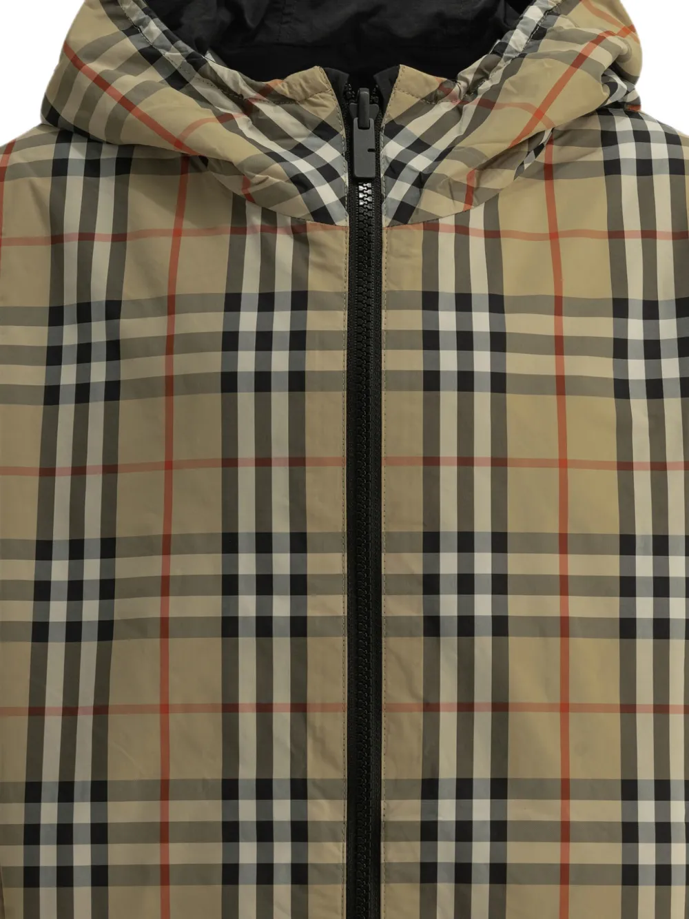 Burberry Kids Omkeerbaar geruit jack met capuchon Beige
