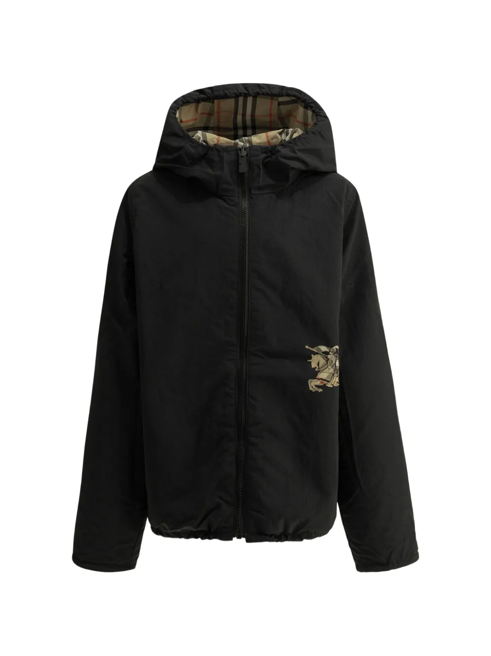 Burberry Kids Omkeerbaar geruit jack met capuchon Beige