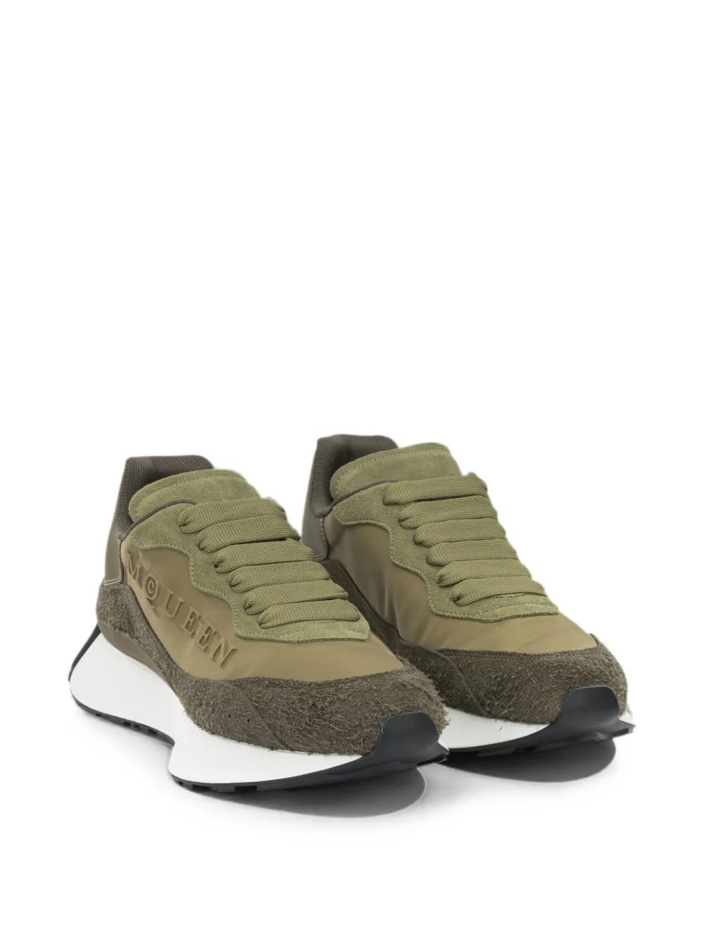 Alexander McQueen Sprint runner suede-panel sneakers Groen