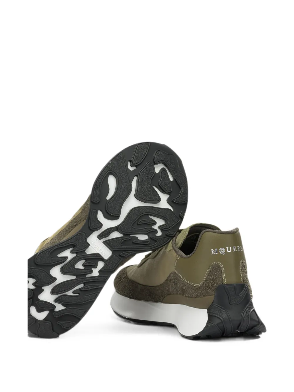 Alexander McQueen Sprint runner suede-panel sneakers Groen
