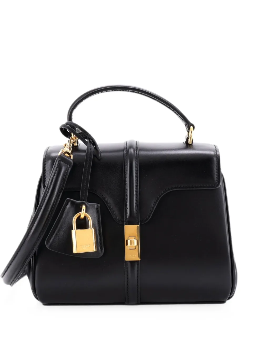 Celine Pre-Owned 16 Top Handle Bag Smooth Calfskin Mini satchel - Black