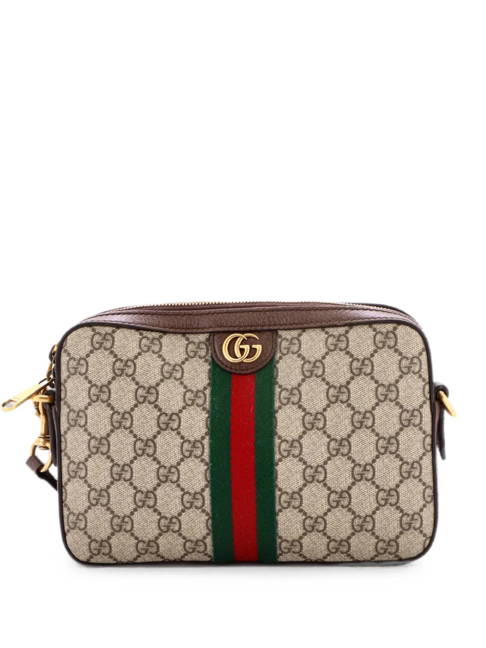Gucci Pre-Owned Borsa a tracolla Ophidia piccola in tela cerata GG con zip e cinturino da polso - Marrone