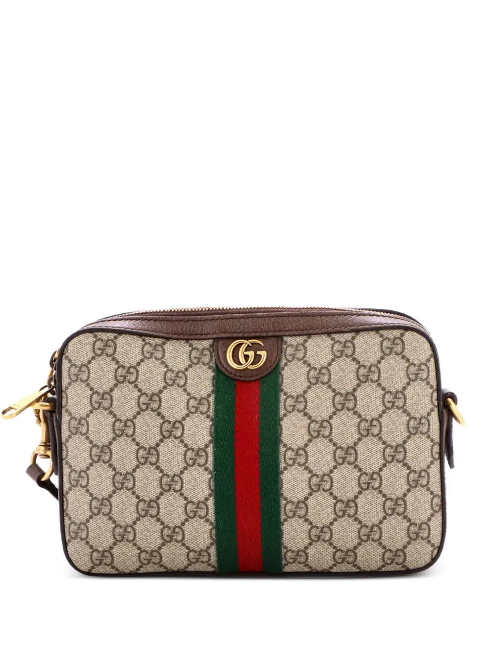 Gucci Pre-Owned Kleine Ophidia Umhängetasche aus beschichtetem GG-Canvas mit Handgelenkschlaufe - Braun