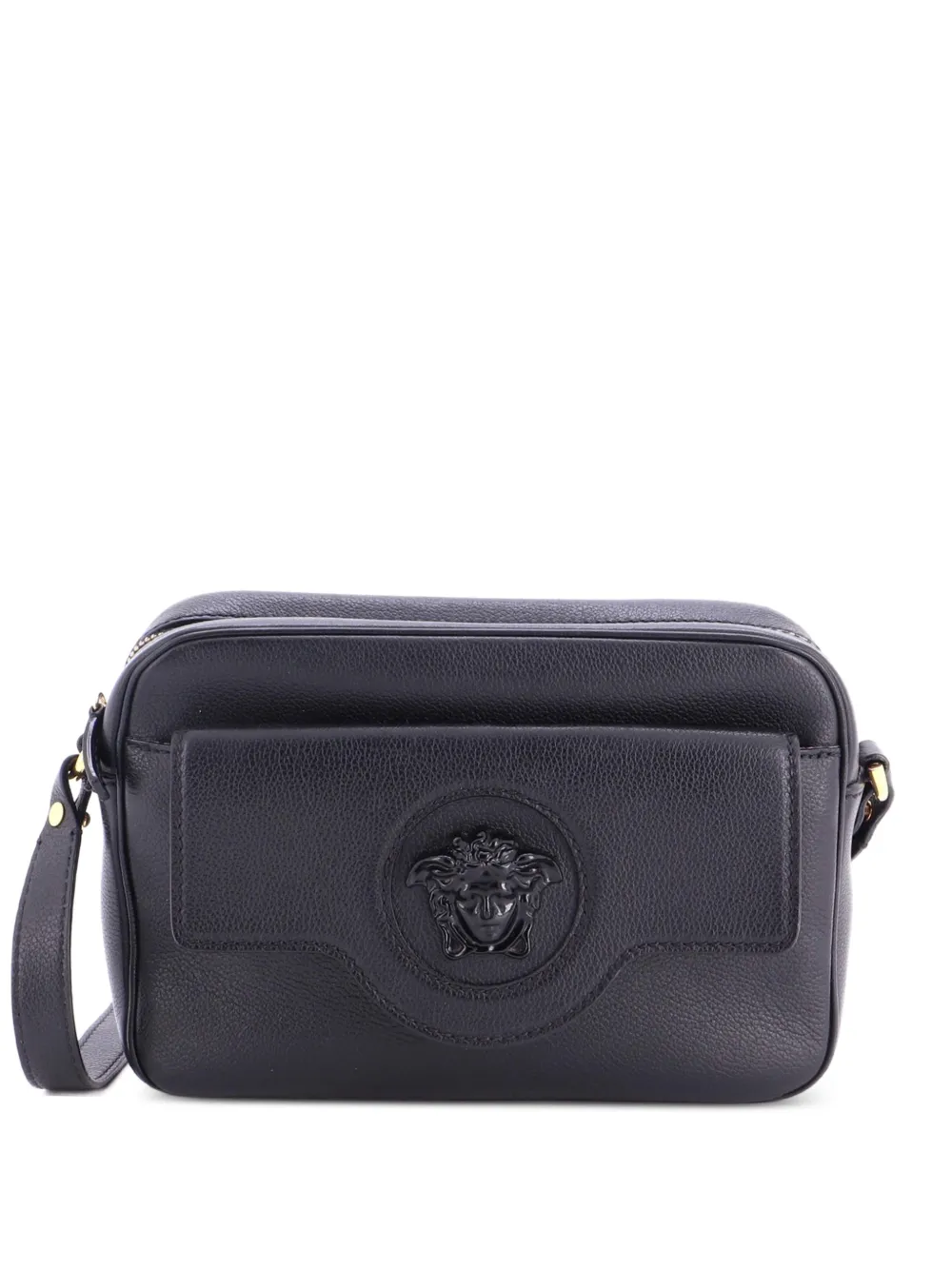 Versace Pre-Owned La Medusa Flap Pocket Camera Bag Leather Small crossbody bag - Black