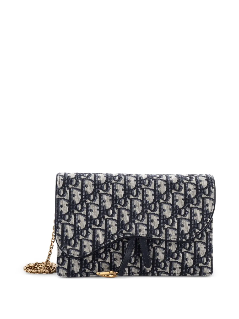 Christian Dior Pre-Owned Saddle Chain Oblique Clutch aus Canvas - Blau