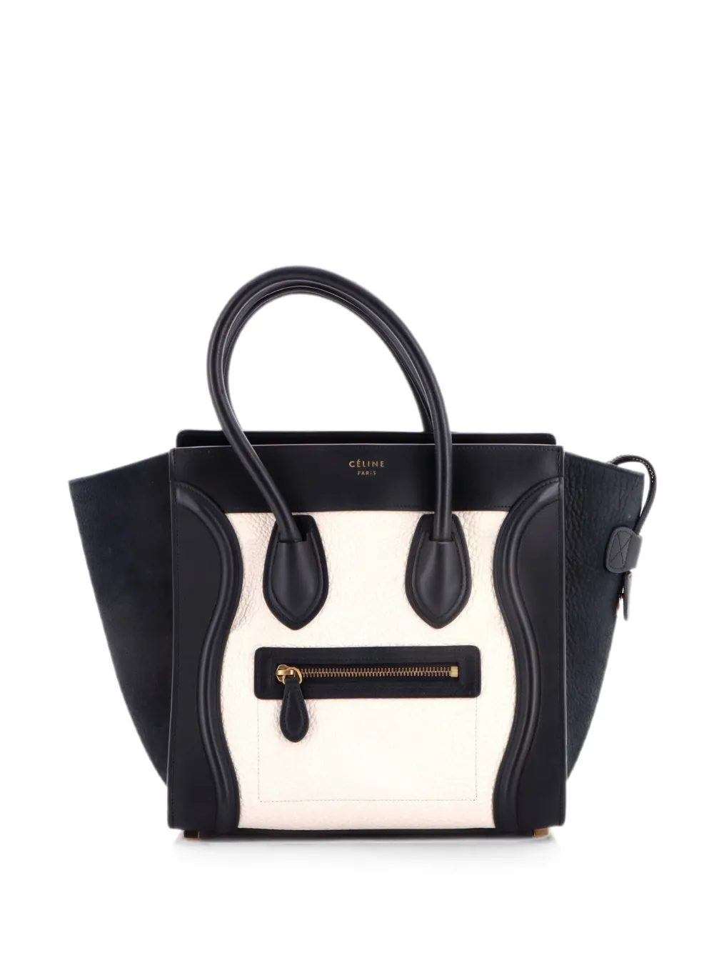 Celine Pre-Owned Bicolor Luggage Bag Leather Micro tote bag - White