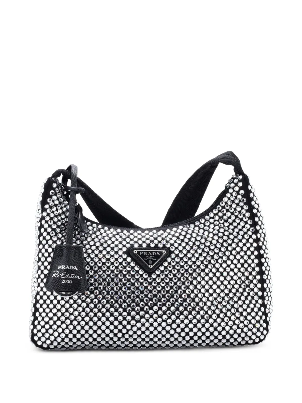 Prada Pre-Owned Re-Edition 2000 Crystal Embellished Satin Mini hobo bag - Schwarz