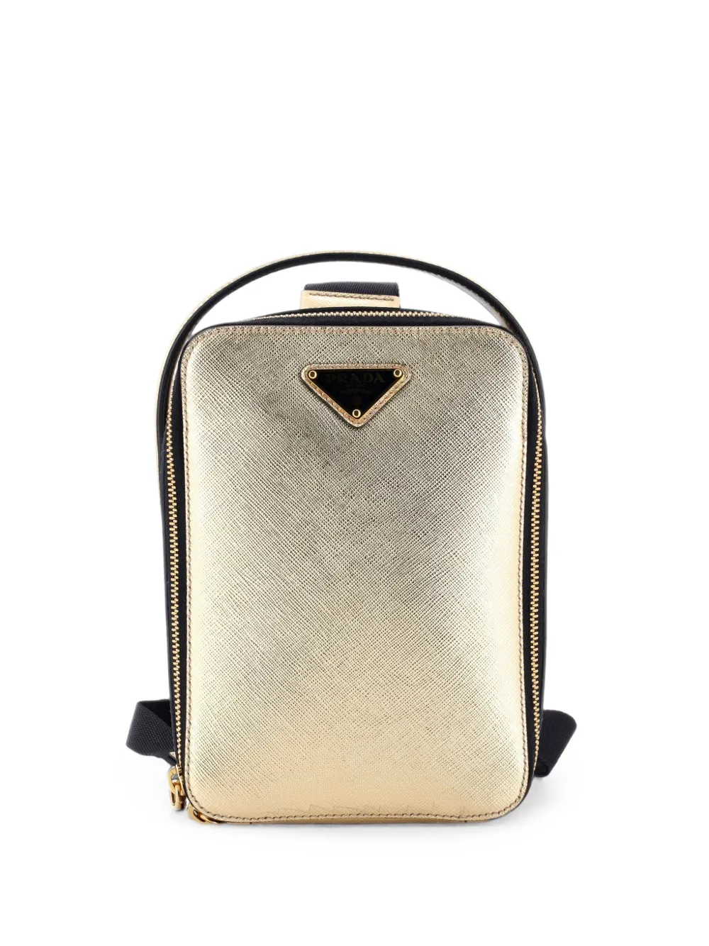 Prada Pre-Owned Borsa a tracolla Brique in pelle Saffiano - Oro