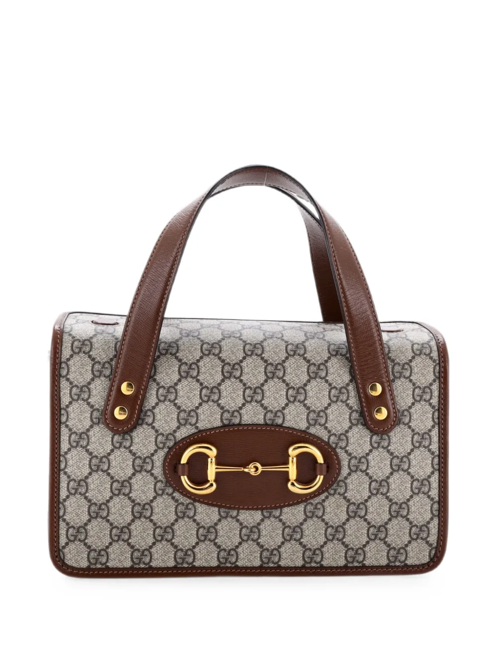 Gucci Pre-Owned Borsa a tracolla Horsebit 1955 piccola in tela cerata GG - Marrone