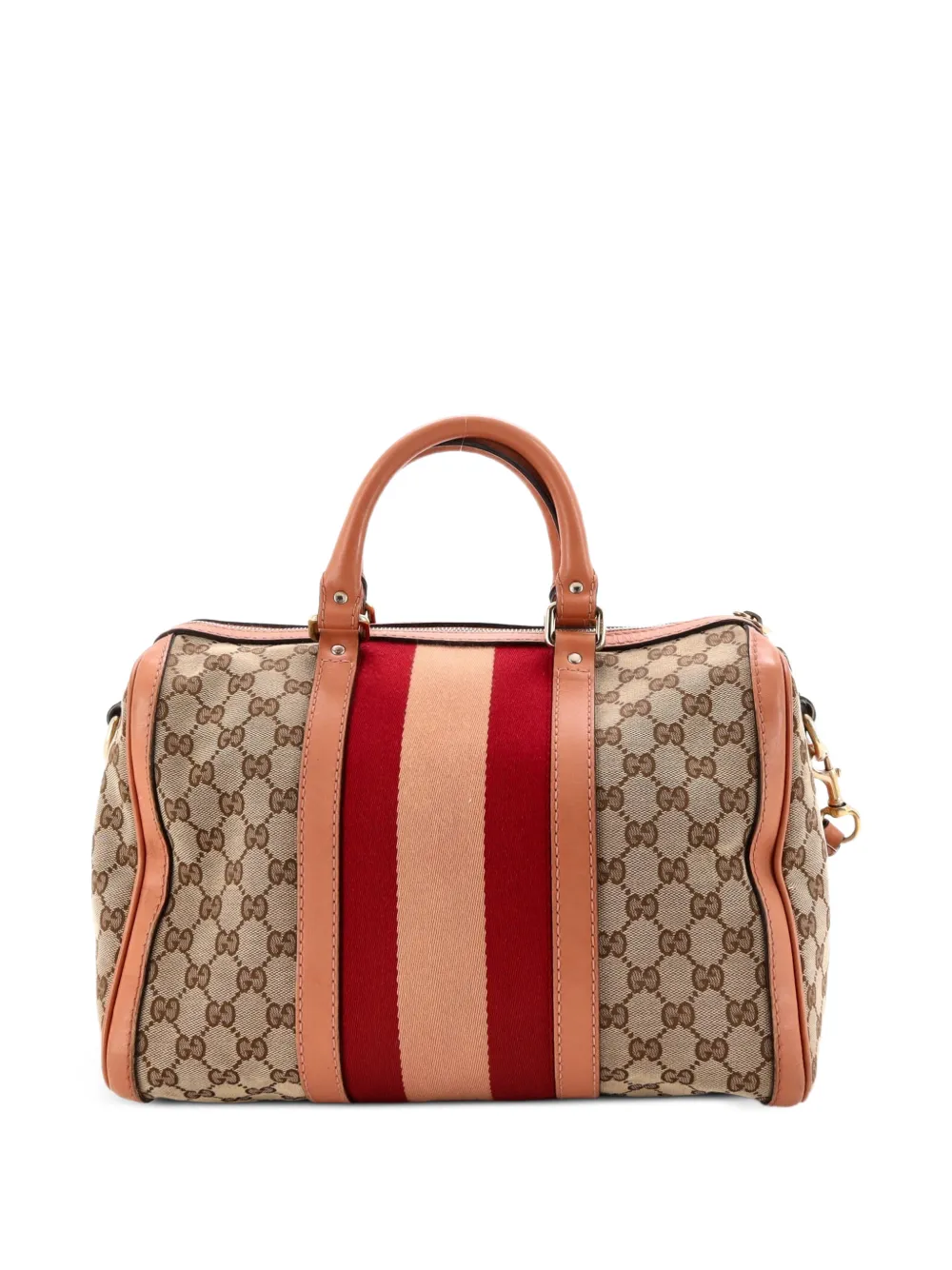Gucci Pre-Owned Mittelgroße Vintage Web Boston Tasche aus GG Canvas - Braun