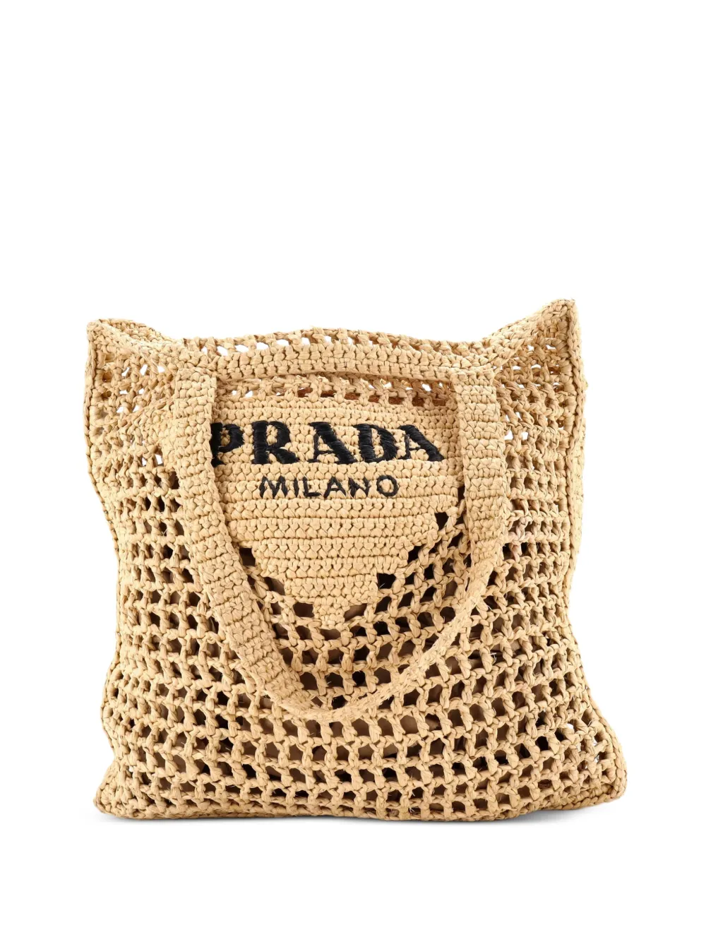 Prada Pre-Owned Tote Bag aus Raffiabast mit Triangel-Logo - Nude