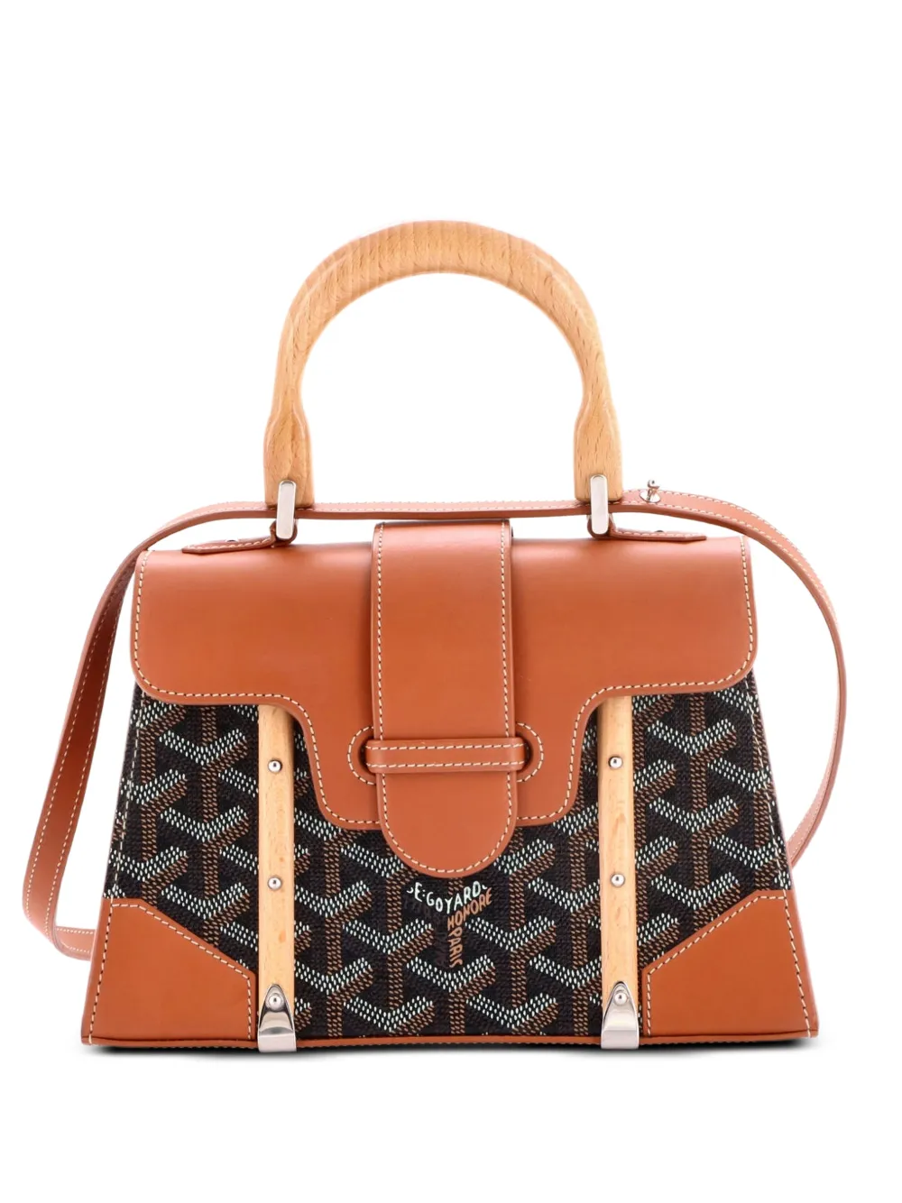 Goyard Pre-Owned Borsa a mano Saigon mini in tela cerata e pelle con manico - Marrone