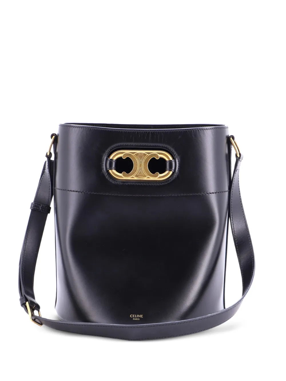 Celine Pre-Owned Maillon Triomphe Leather Medium bucket bag - Black