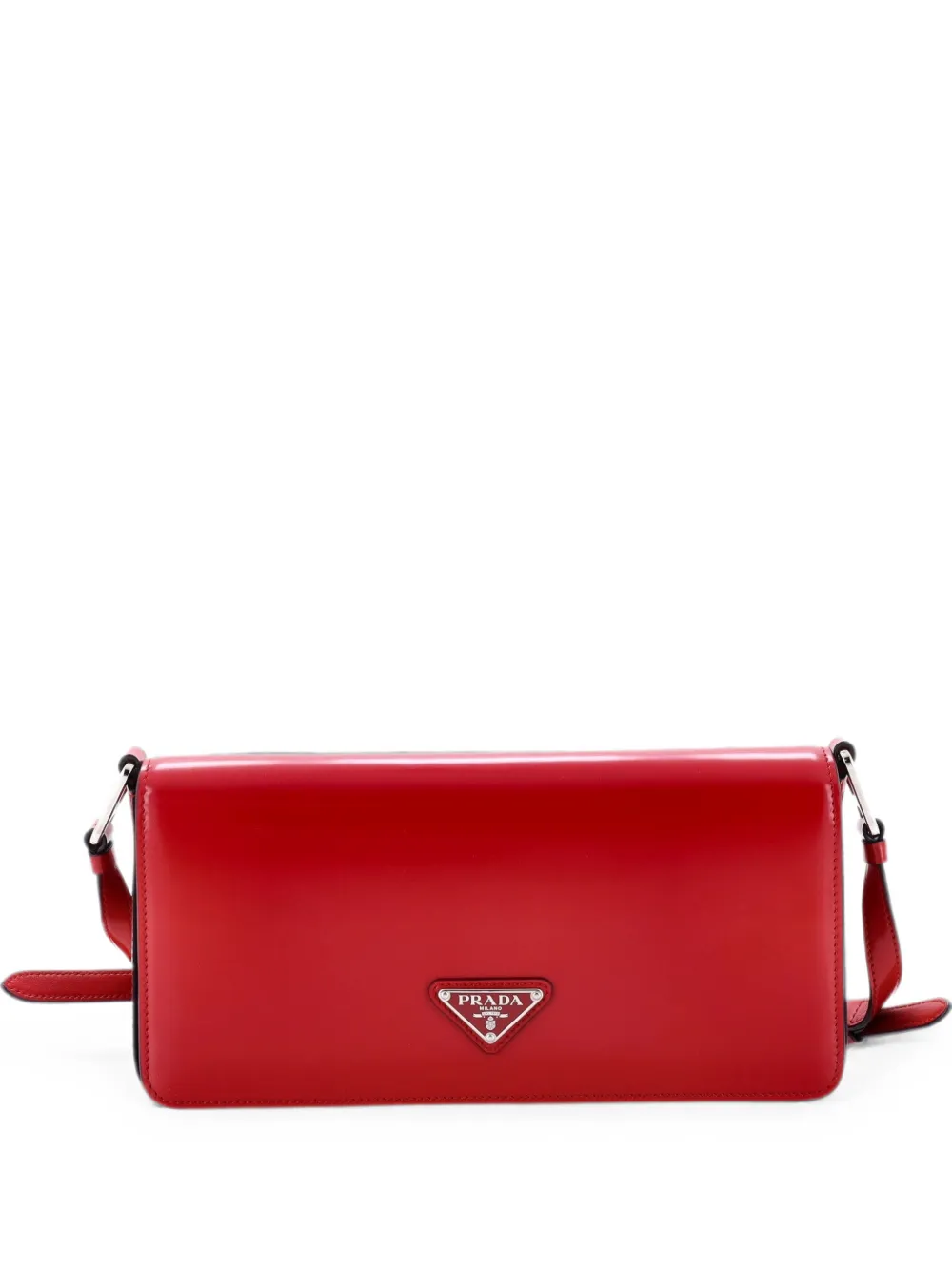 Prada Pre-Owned Femme Flap Spazzolato Schultertasche aus Leder - Rot
