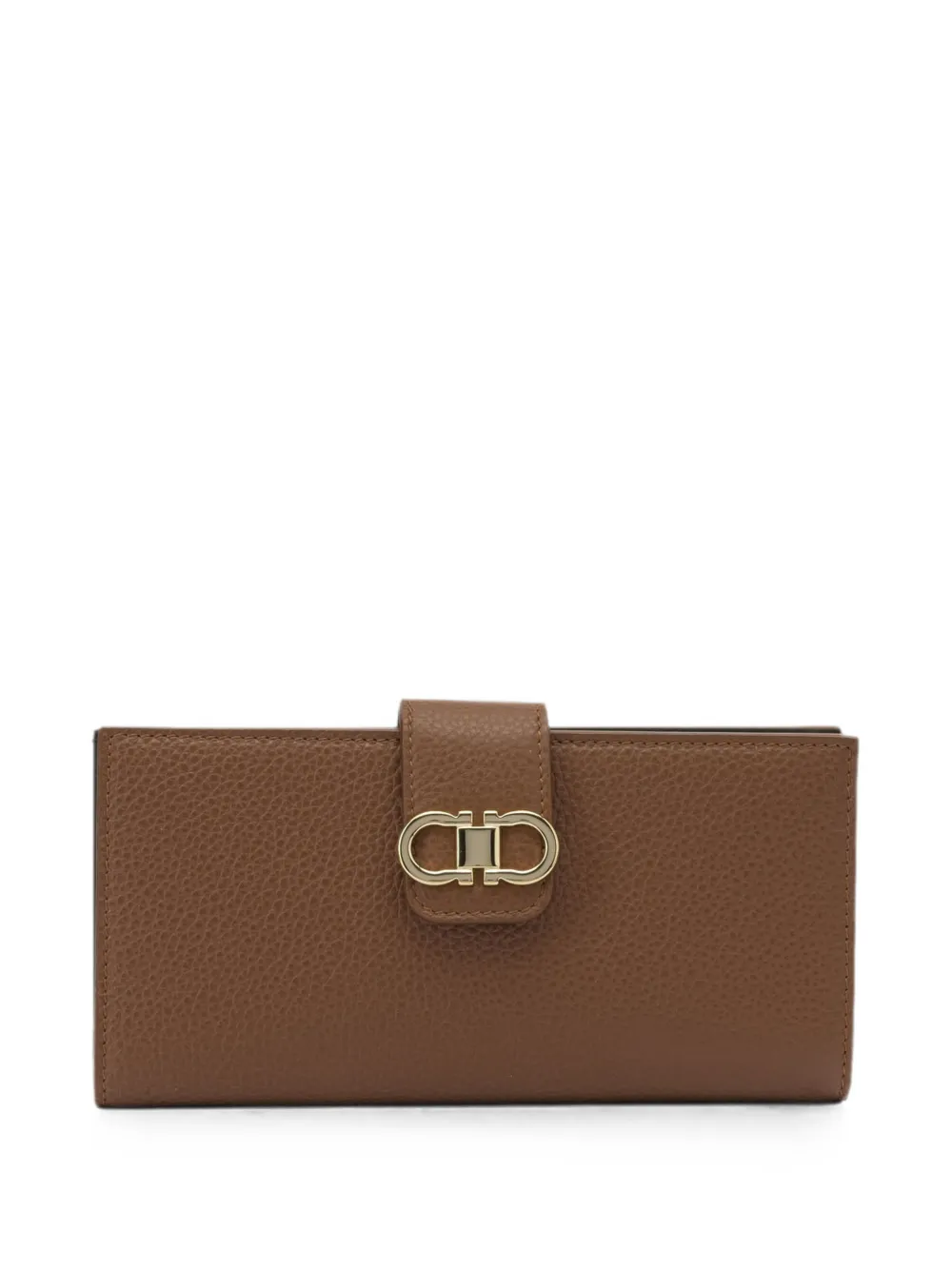 Ferragamo Gancini Continental pebbled leather wallet - Marrone