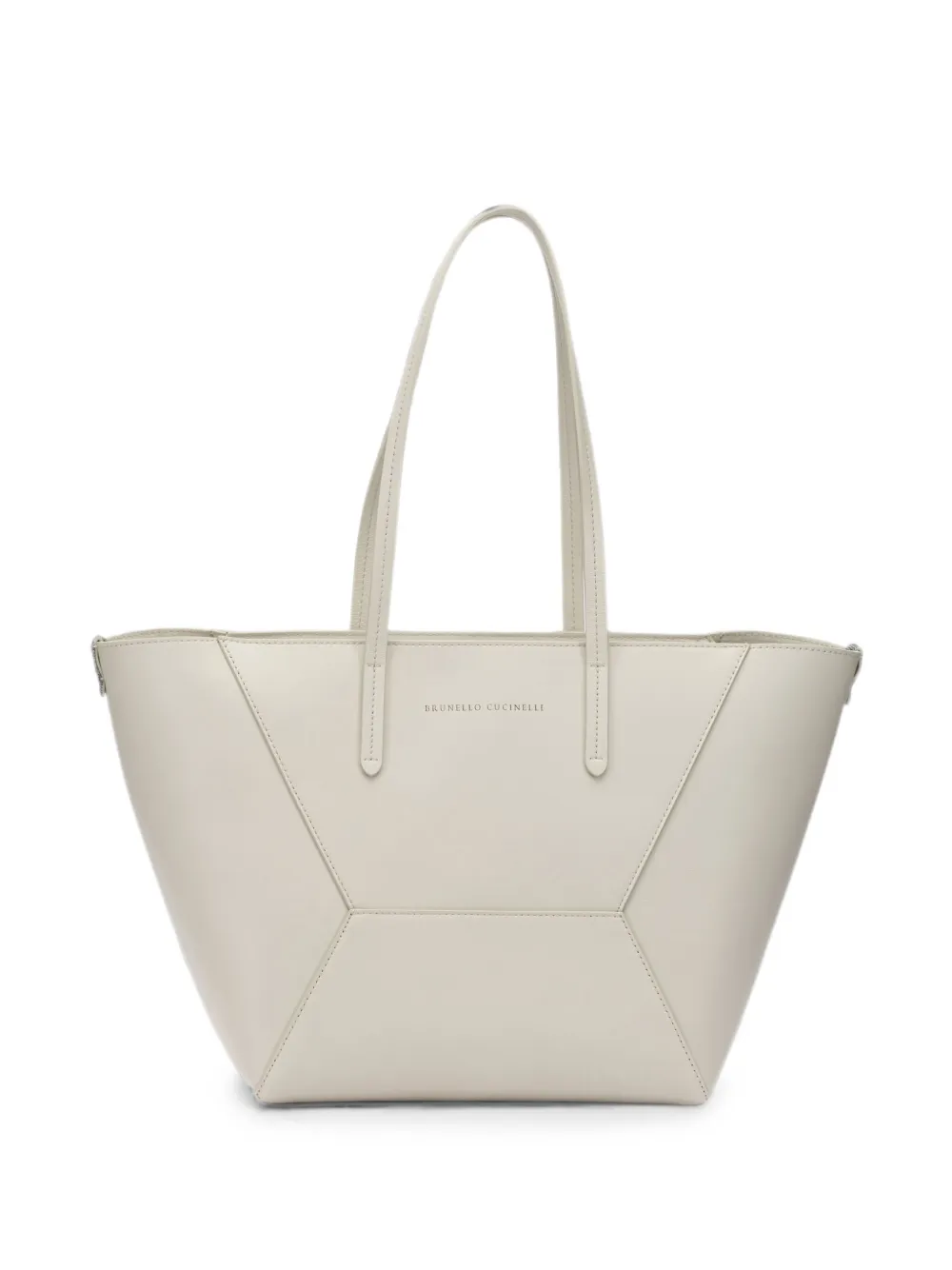 Brunello Cucinelli geometric-panel leather shoulder bag - Bianco