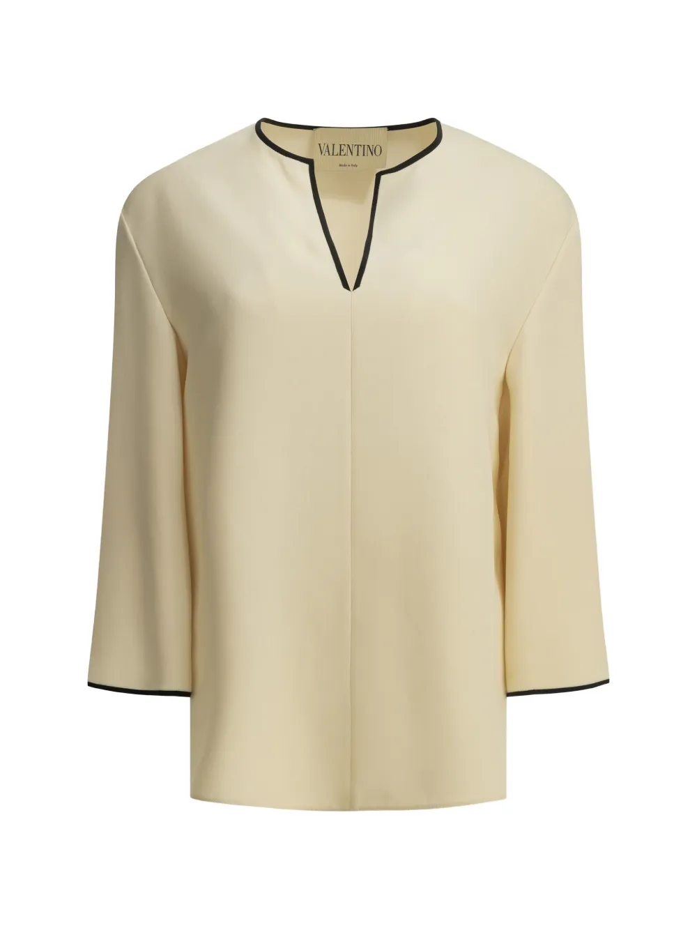 Valentino Garavani contrast-trim silk blouse - Neutrals