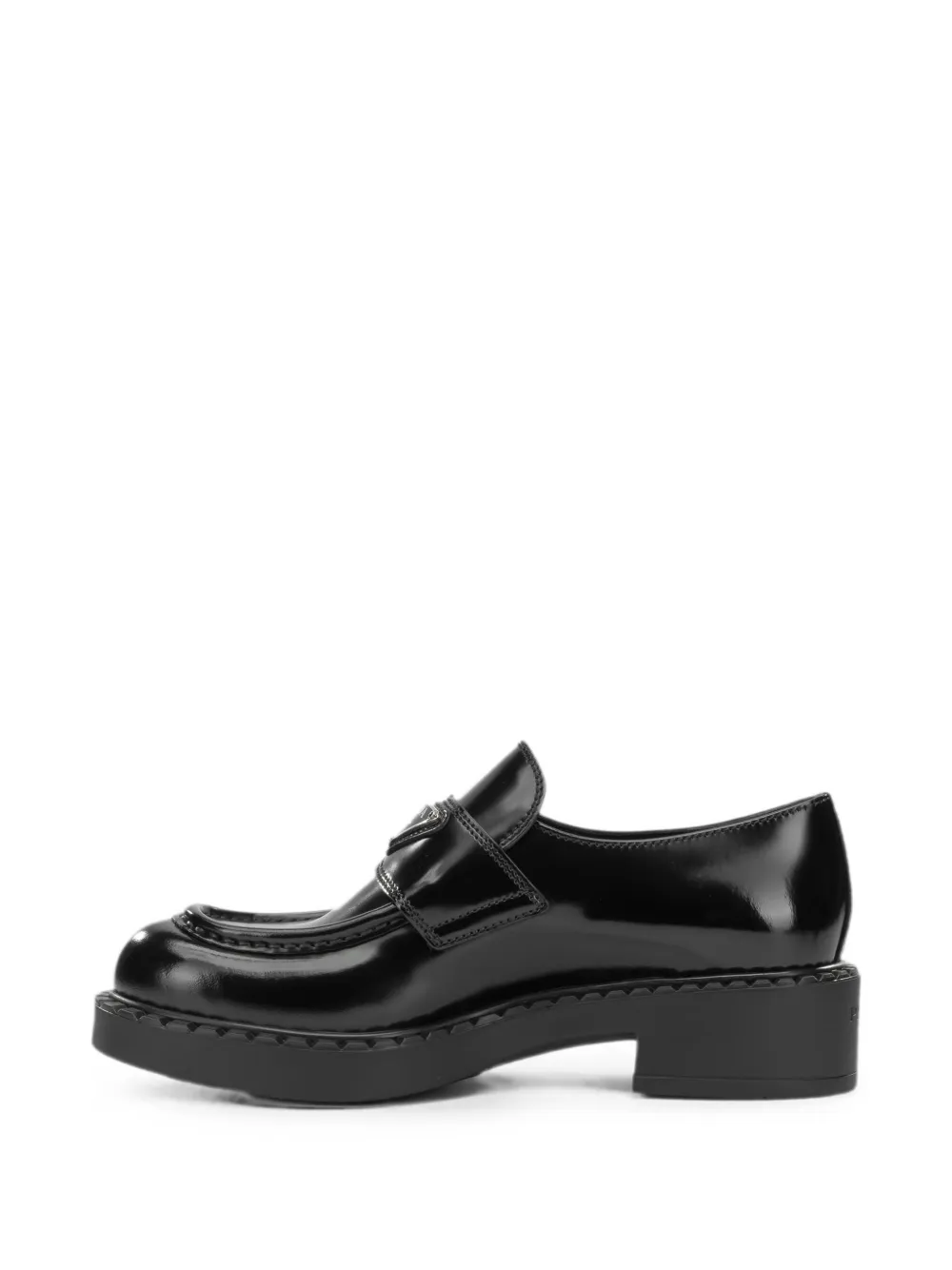 Prada logo-plaque loafers Zwart
