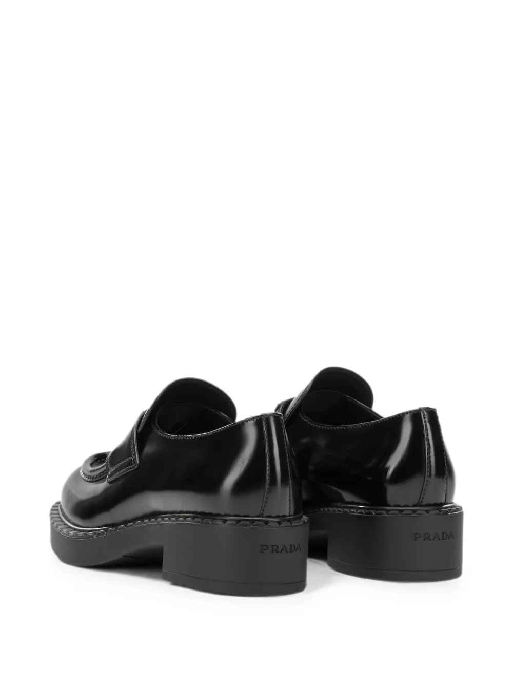 Prada logo-plaque loafers Zwart