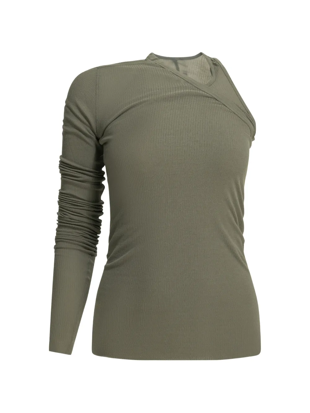 Rick Owens one-shoulder ribbed top - Verde