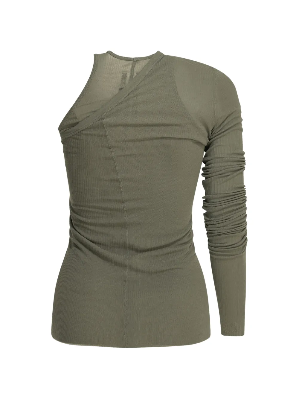 Rick Owens Asymmetrische geribbelde top Groen