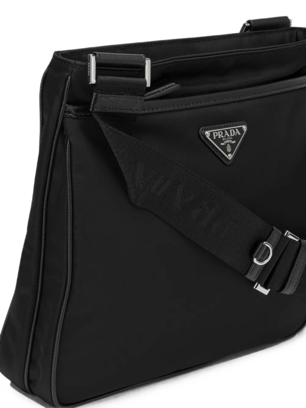 Prada Schoudertas met logoplakkaat Zwart