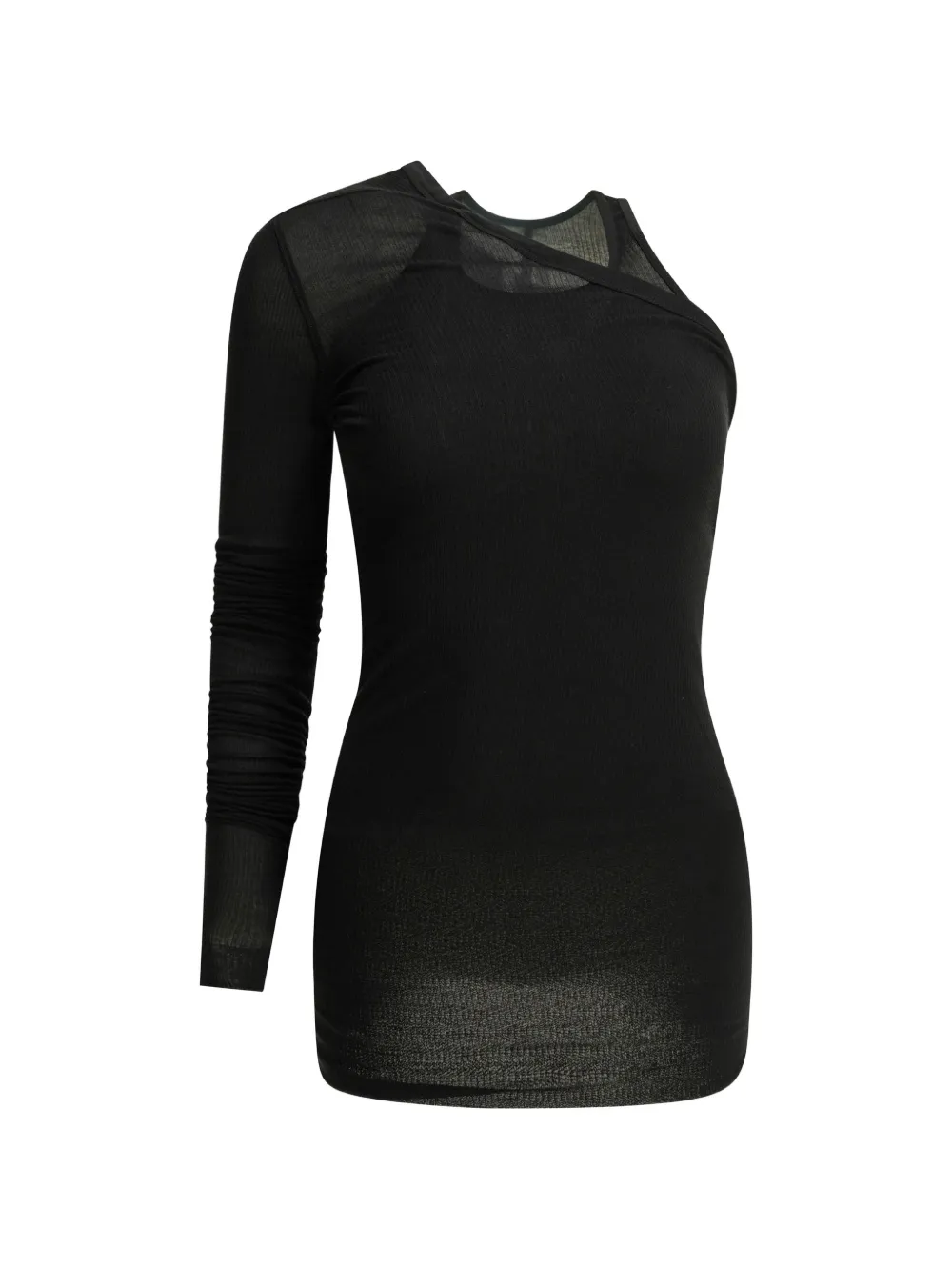 Rick Owens Asymmetrische geribbelde top Zwart