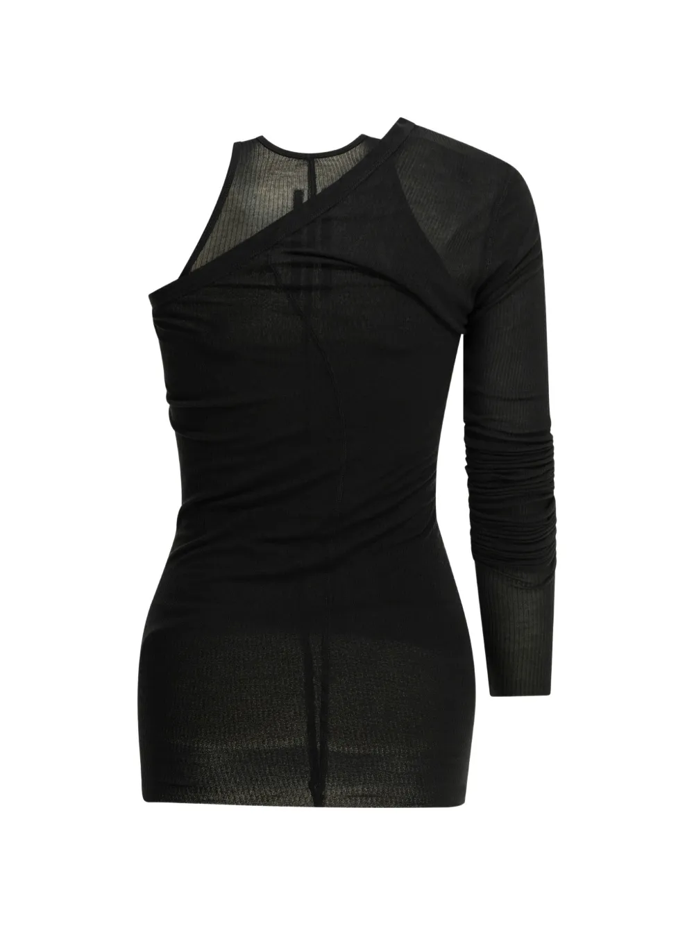 Rick Owens one-shoulder ribbed top - Nero