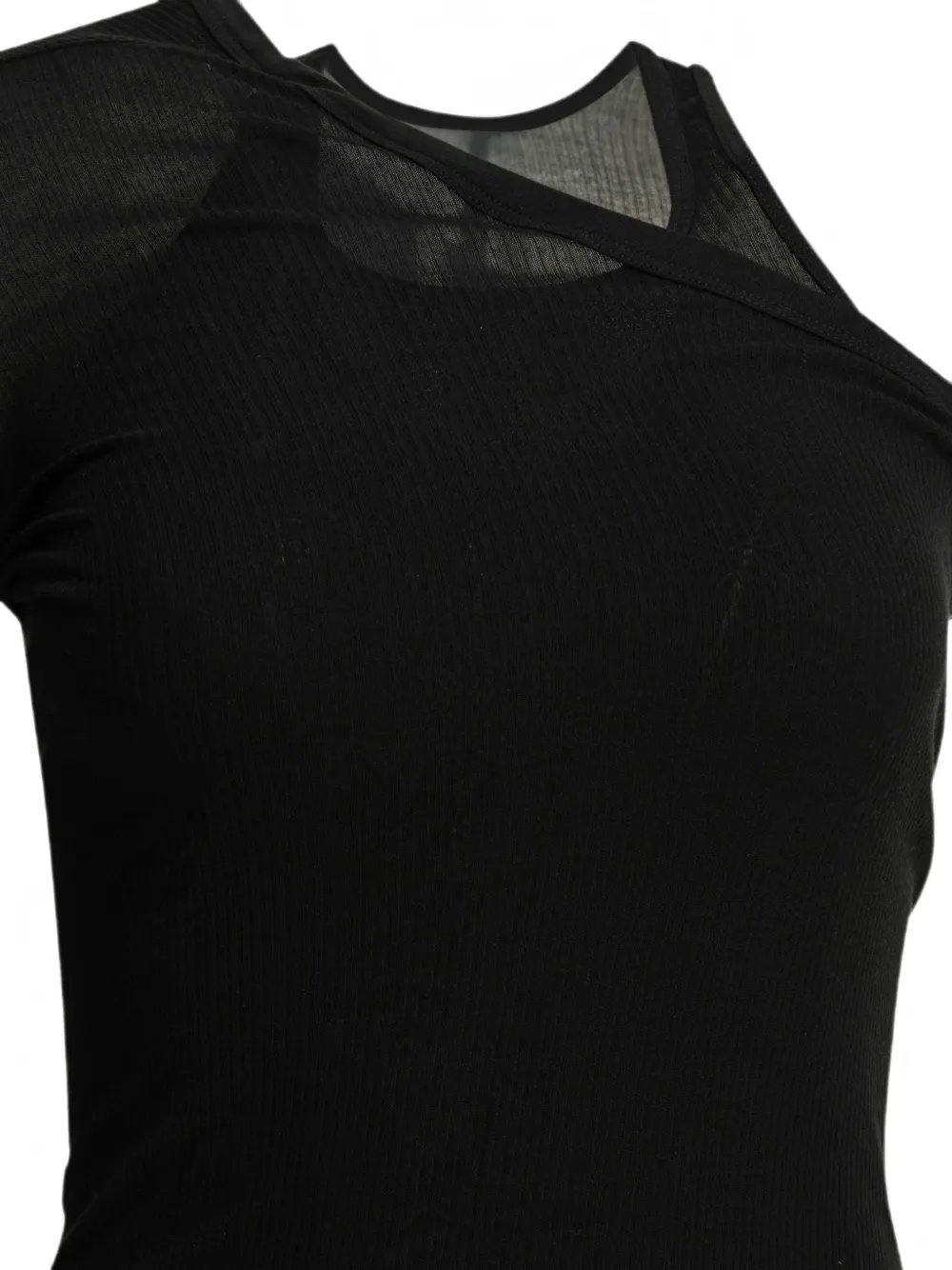 Rick Owens Asymmetrische geribbelde top Zwart