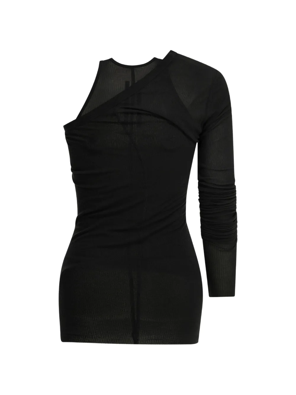 Rick Owens one-shoulder ribbed top - Nero
