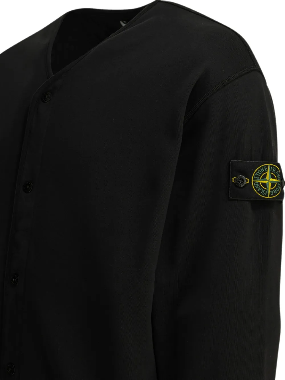Stone Island Trui met logo-patch en knopen Zwart