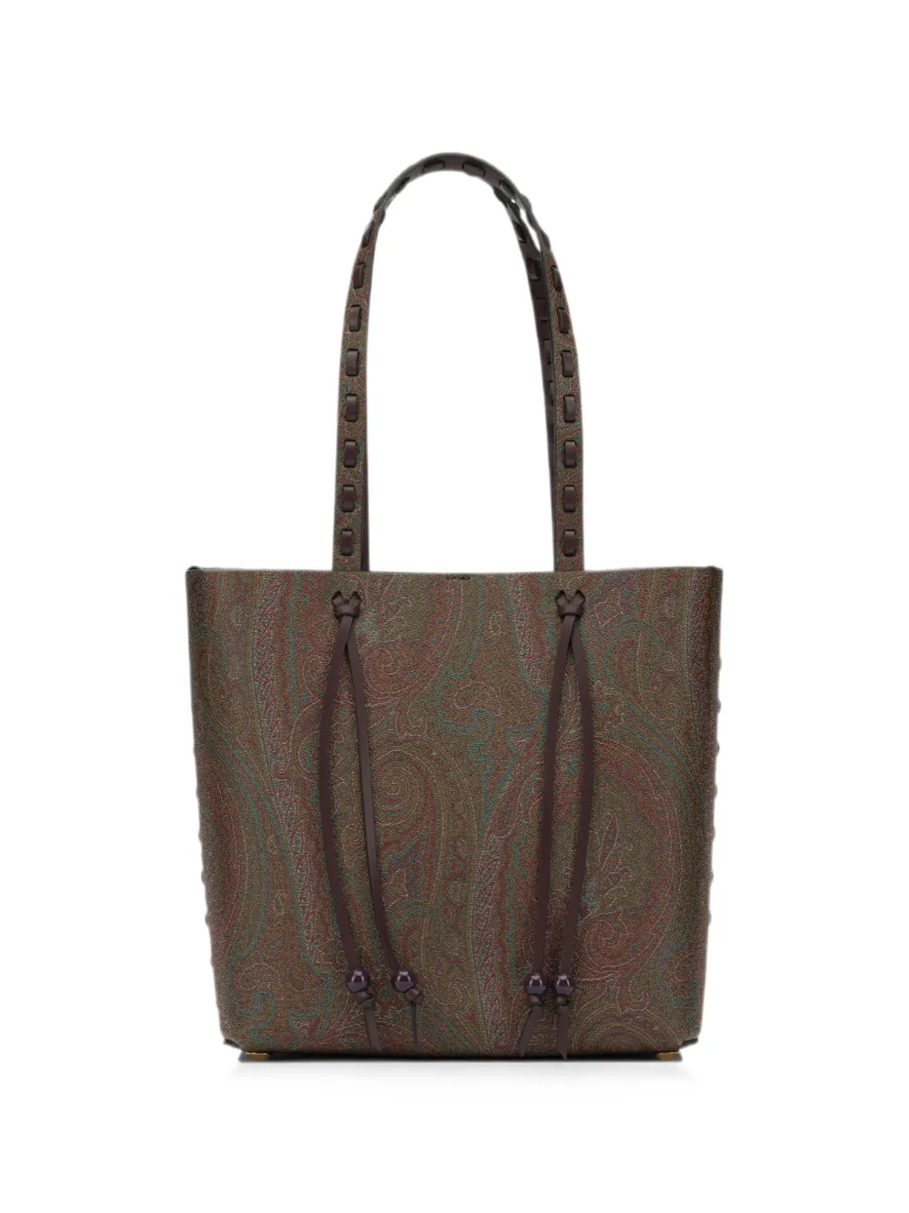 ETRO Paisley-print whipstitch-trim shoulder bag - Marrone