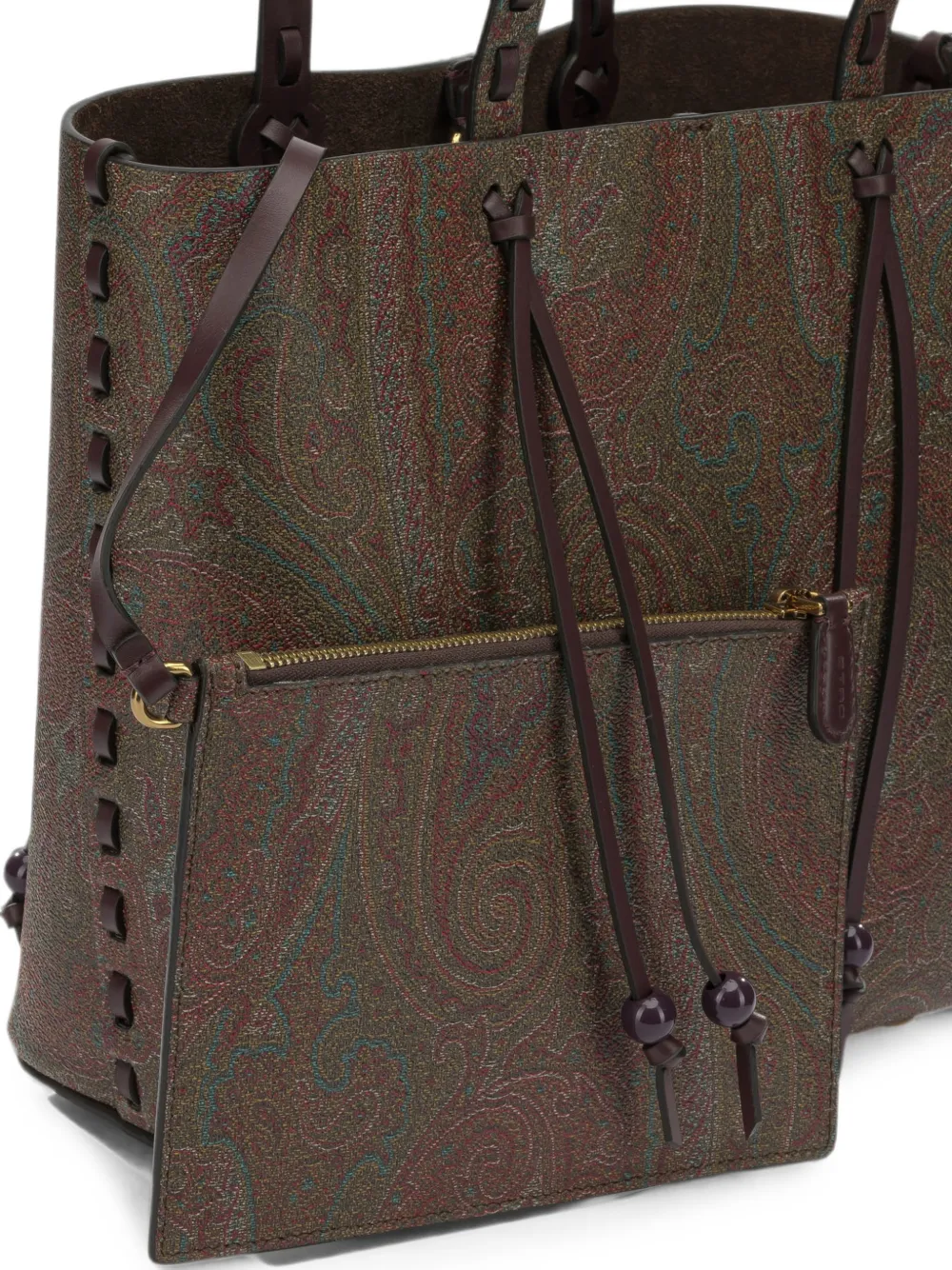 ETRO Schoudertas met print en stiksels Bruin