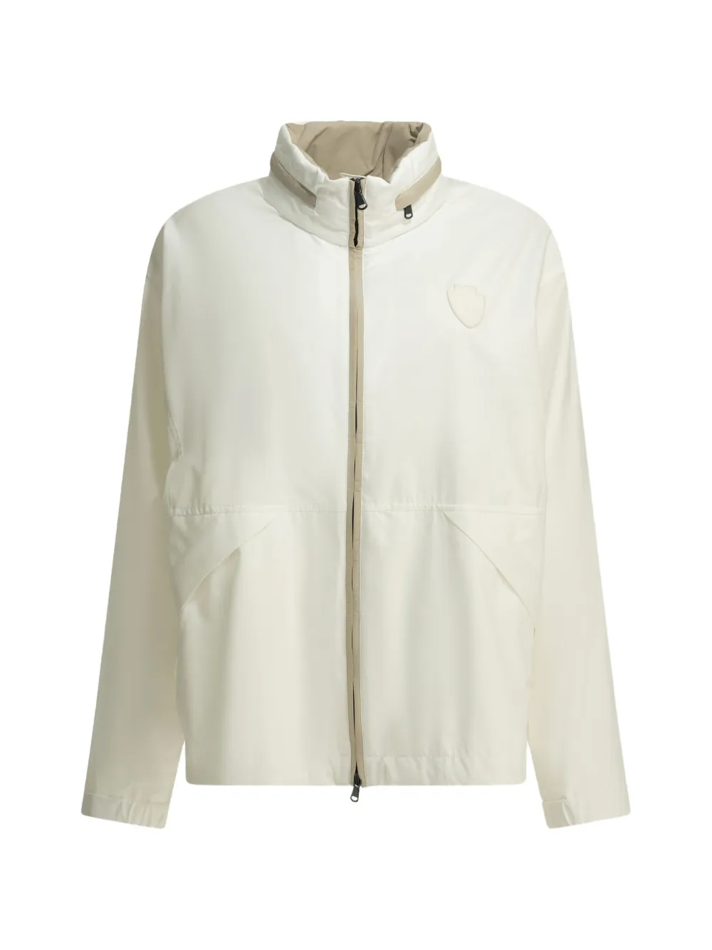 Brunello Cucinelli logo-patch zip-up raincoat - Toni neutri