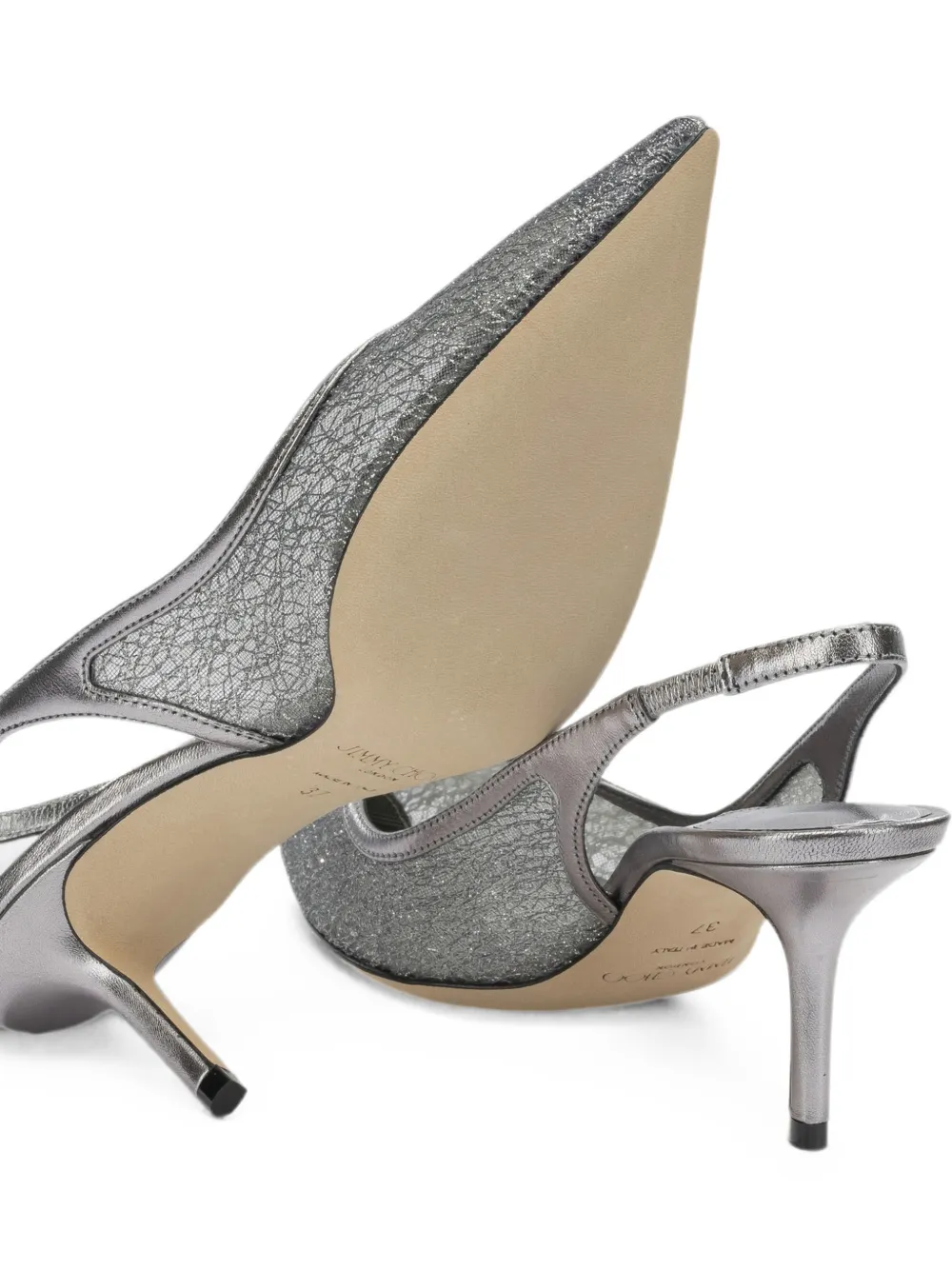 Jimmy Choo Love glittered slingback pumps Zilver