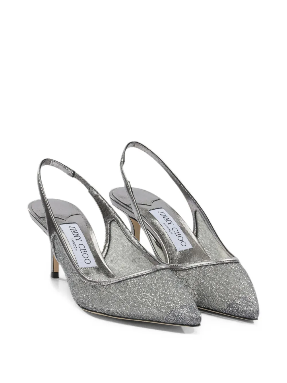 Jimmy Choo Love glittered slingback pumps Zilver