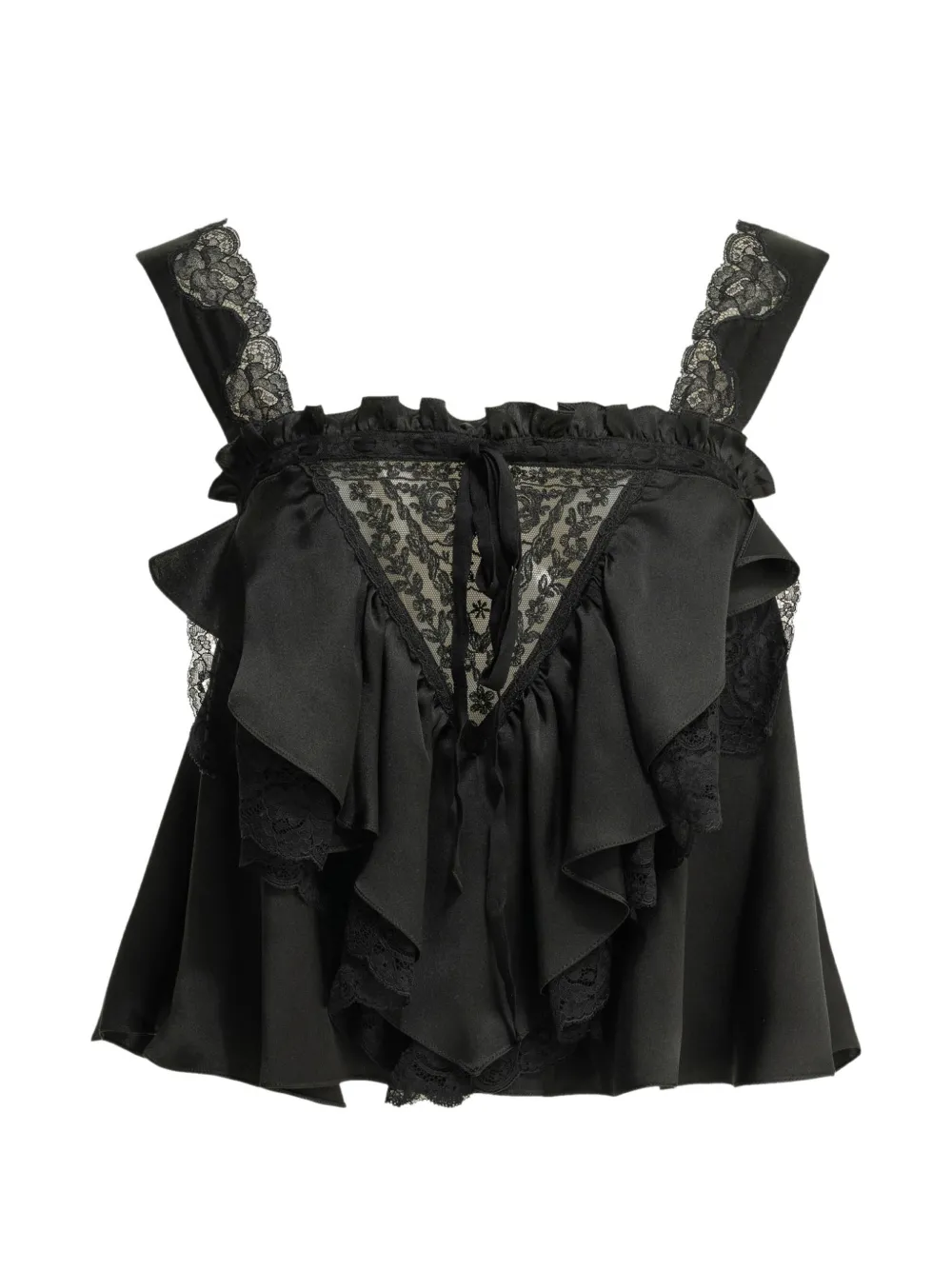 Chloé lace-trim ruffled top - Black