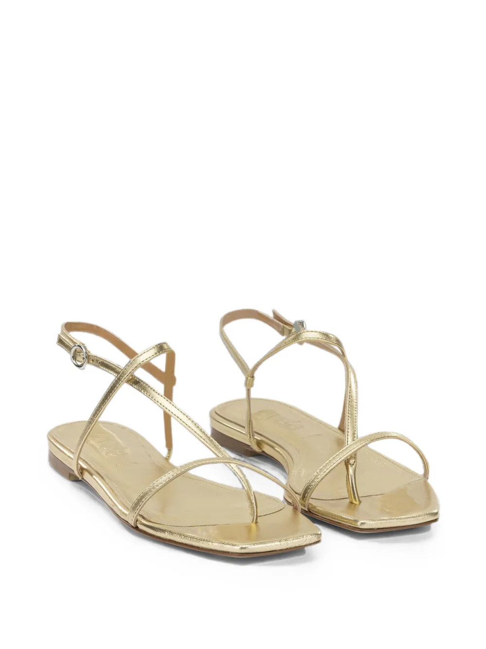 Aeyde Ella flat leather sandals Goud