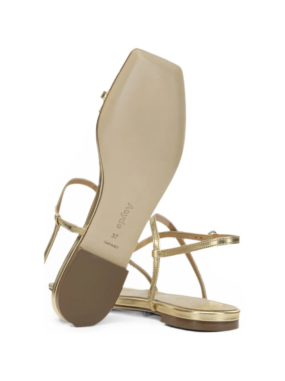 Aeyde Ella flat leather sandals Goud