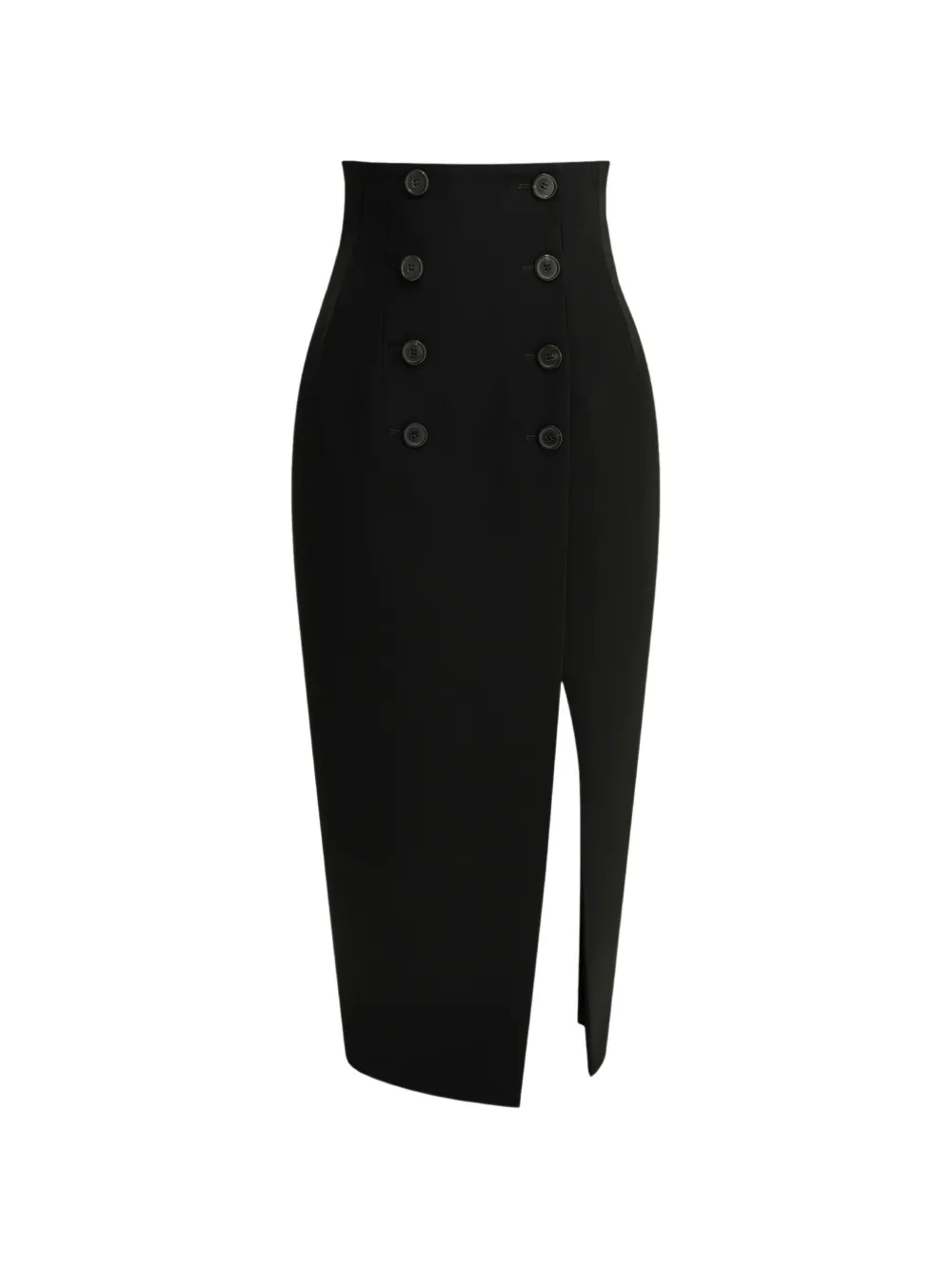 KHAITE Luiza slit-detail midi skirt - Nero